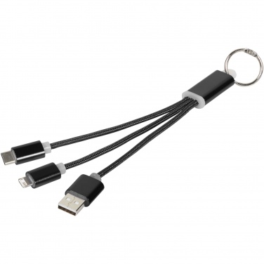 Logotrade Geschäftsgeschenke das Foto: Metal 3-in-1 Ladekabel mit Schlüsselanhänger