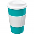 Americano® 350 ml Isolierbecher mit Schutzring, Aquablau / Weiß