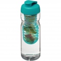 H2O Active® Base 650 ml Sportflasche mit Klappdeckel und Infusor, Transparent / Aquablau