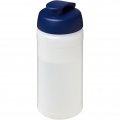 Baseline® Plus 500 ml Sportflasche mit Klappdeckel, Transparent / Blau