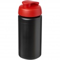 Baseline® Plus grip 500 ml Sportflasche mit Klappdeckel, Durchgehend schwarz / rot