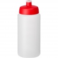 Baseline® Plus grip 500 ml Sportflasche mit Sportdeckel, Transparent / Rot