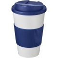 Americano® 350 ml Isolierbecher mit Schutzring & auslaufsicherem Schraubverschluss, Weiß / Blau