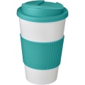 Americano® 350 ml Isolierbecher mit Schutzring & auslaufsicherem Schraubverschluss, Weiß / Aqua