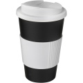 Americano® 350 ml Isolierbecher mit Schutzring & auslaufsicherem Schraubverschluss, Einfarbig schwarz / weiß