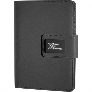 Logotrade Werbegeschenke das Foto: SCX.design O16 A5 Notizbuch mit Powerbank und Leuchtlogo