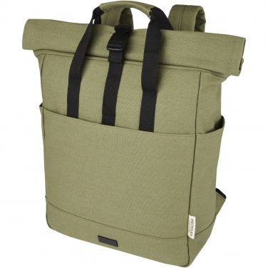 Logotrade Werbegeschenke das Foto: Joey 15" GRS Rolltop Laptoprucksack aus recyceltem Canvas 15 L