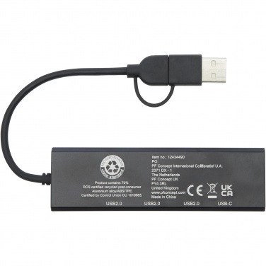 Logotrade Werbeartikel das Foto: Rise USB 2.0 Hub aus recyceltem RCS Aluminium