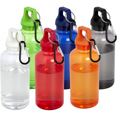 Logotrade Werbeartikel das Foto: Oregon 400 ml RCS-zertifizierte Trinkflasche aus recyceltem Kunststoff mit Karabiner 