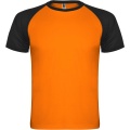 Indianapolis T-Shirt Unisex aus recyceltem Material, Fluororange / Tiefschwarz