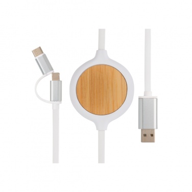 Logotrade Logogeschenke das Foto: 3-in-1 Kabel mit 5W Bambus Wireless Charger