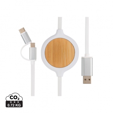 Logotrade Geschäftsgeschenke das Foto: 3-in-1 Kabel mit 5W Bambus Wireless Charger