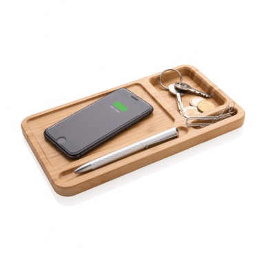 Logotrade Werbeartikel das Foto: Bambus Desk Organizer mit 10W Wireless Charger