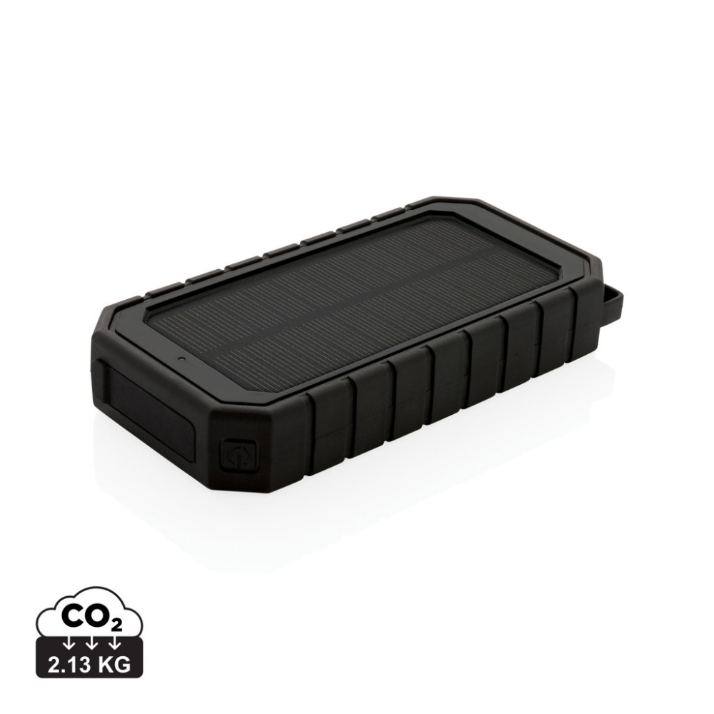 Logotrade Firmengeschenke das Foto: 10.000 mAh Solar-Powerbank mit 10W Wireless aus RCS Plastik