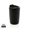 GRS recycelter PP-Becher mit Flip-Deckel, Schwarz