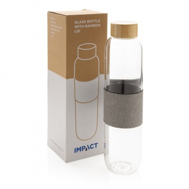 Logotrade Geschäftsgeschenke das Foto: Impact Borosilikat-Glasflasche mit Bambusdeckel