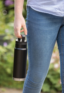 Logotrade Werbegeschenke das Foto: Auslaufsichere Vakuum-Flasche mit Tragegriff