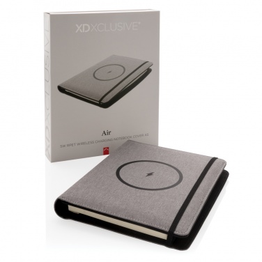 Logotrade Werbegeschenke das Foto: Air 5W Wireless Charging Notizbuch A5 mit 5000 mAh Powerbank