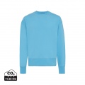 Iqoniq Kruger Relax-Rundhals-Sweater aus recycelt. Baumwolle, ruhiges Blau