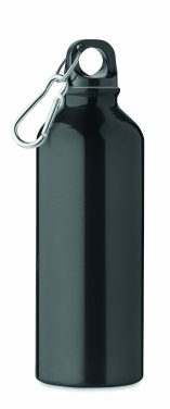 Logotrade Werbeartikel das Foto: Einwandige 500-ml-Wasserflasche aus recyceltem Aluminium mit Karabiner