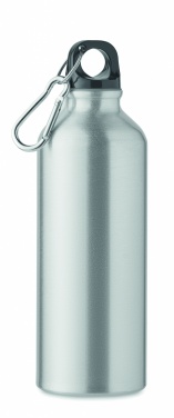 Logotrade Firmengeschenke das Foto: Einwandige 500-ml-Wasserflasche aus recyceltem Aluminium mit Karabiner