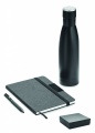 Set Notizbuch mit Flasche, Schwarz