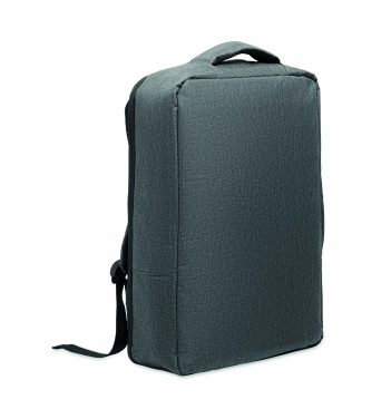 Logotrade Werbeartikel das Foto: Ein sicherer 15-Zoll-Laptop-Rucksack aus 300D RPET mit einer 210D RPET-Fütterung und individuell anpassbarem Druck