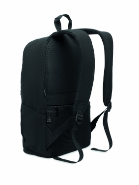 Logotrade werbemittel das Foto: Ein 15-Zoll-Laptop-Rucksack aus recycelter Baumwolle (Pre-Consumer) und recyceltem Polyester mit individuell anpassbarem Druck