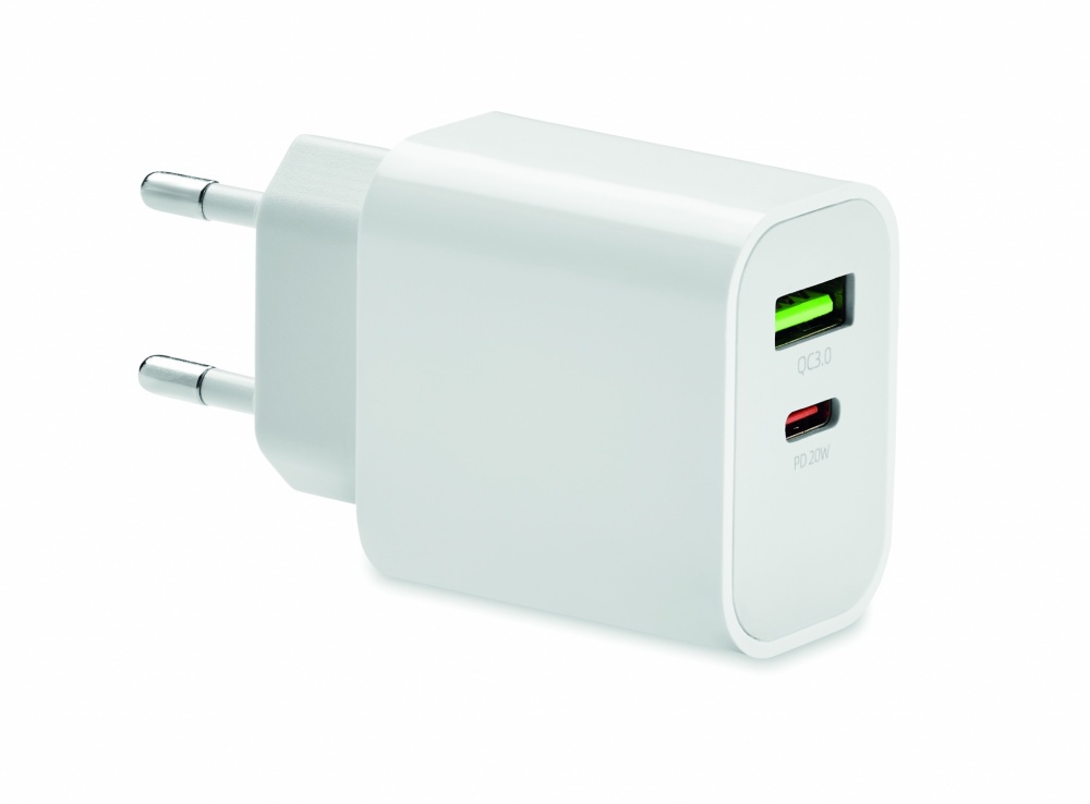 Logotrade Geschäftsgeschenke das Foto: 18W 2-Port USB-Ladegerät EU-Ste