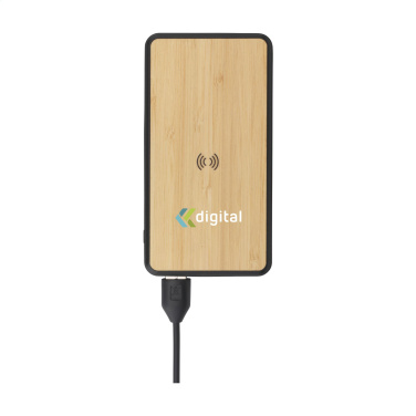 Logotrade Werbeartikel das Foto: Boru Bamboo RCS Powerbank aus recyceltem ABS, kabelloses Ladegerät