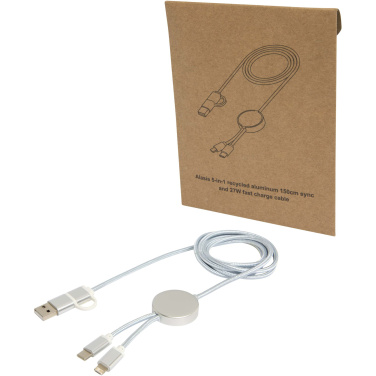 Logotrade Werbegeschenke das Foto: Alasia 150 cm 5-in-1 Kabel aus recyceltem Kunststoff für Datenübertragung und 27W Schnellladung