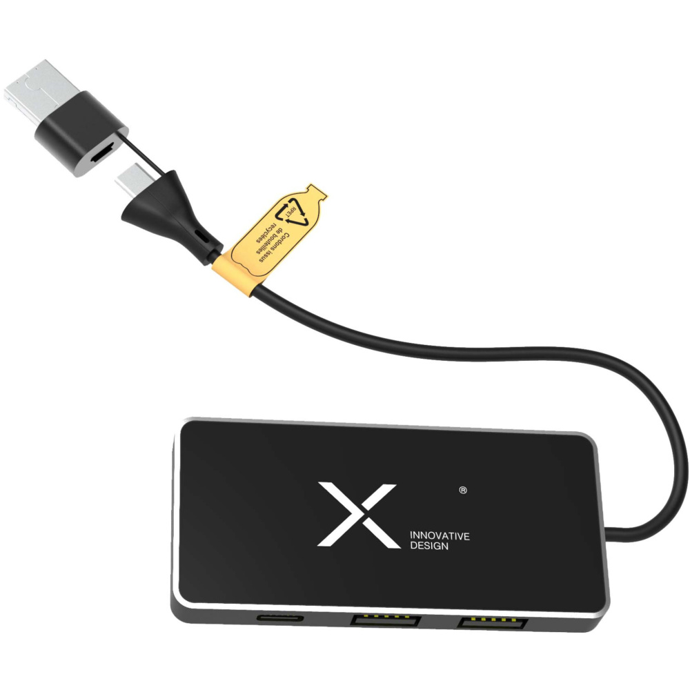 Logotrade werbemittel das Foto: SCX.design H20 8-in-1 USB-Hub mit dualem Eingang und 6 Ports und Leuchtlogo