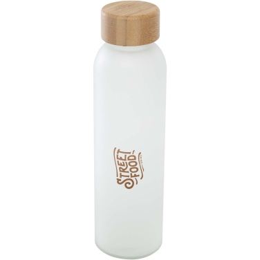Logotrade Firmengeschenke das Foto: Lume 500 ml Flasche aus mattiertem Kalknatronglas mit Bambusdeckel