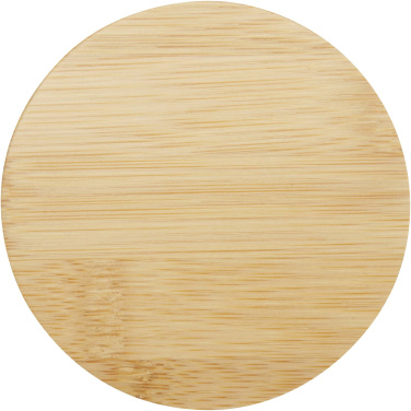 Logotrade Werbeartikel das Foto: Leona 350 ml Glasbecher mit Bambusdeckel