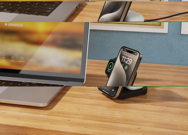 Logotrade werbemittel das Foto: Urban Vitamin Arcadia 15W 3in1 Magnet-Charger aus RCS rABS