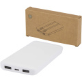 Adhil 10 W 10.000 mAh Powerbank aus recyceltem Kunststoff mit 2 integrierten Kabeln, Weiß