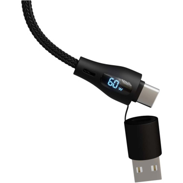 Logotrade Werbeartikel das Foto: SCX.design C51 60W 5 in 1 Schnellladekabel aus rPET mit Display