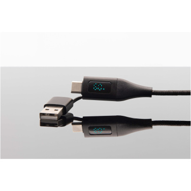 Logotrade Werbeartikel das Foto: SCX.design C51 60W 5 in 1 Schnellladekabel aus rPET mit Display