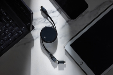 Logotrade Geschäftsgeschenke das Foto: Terra ausziehbares 240W 2-in-1 Kabel aus RCS rec. Aluminium