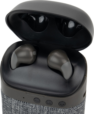 Logotrade Logogeschenke das Foto: Bluetooth-Lautsprecher HF01 mit integrierten Ohrhörern 2 in 1