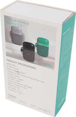 Logotrade Logogeschenke das Foto: Bluetooth-Lautsprecher HF01 mit integrierten Ohrhörern 2 in 1