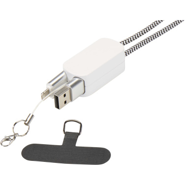 Logotrade werbemittel das Foto: Anser Smartphone Lanyard aus recyceltem Kunststoff mit 27 W 5-in-1 integriertem Kabel