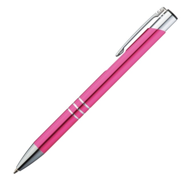 Logo trade promotional merchandise image of: Metal ball pen 'Ascot'  color pink