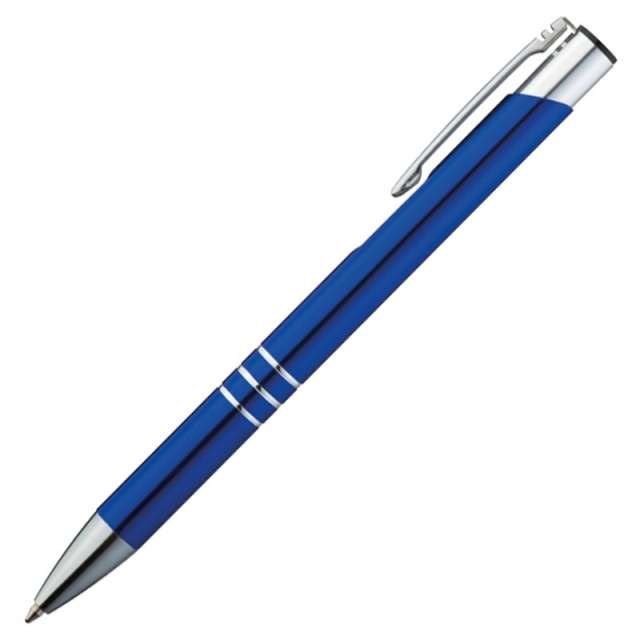 Logo trade advertising products image of: Metal ball pen 'Ascot'  color blue