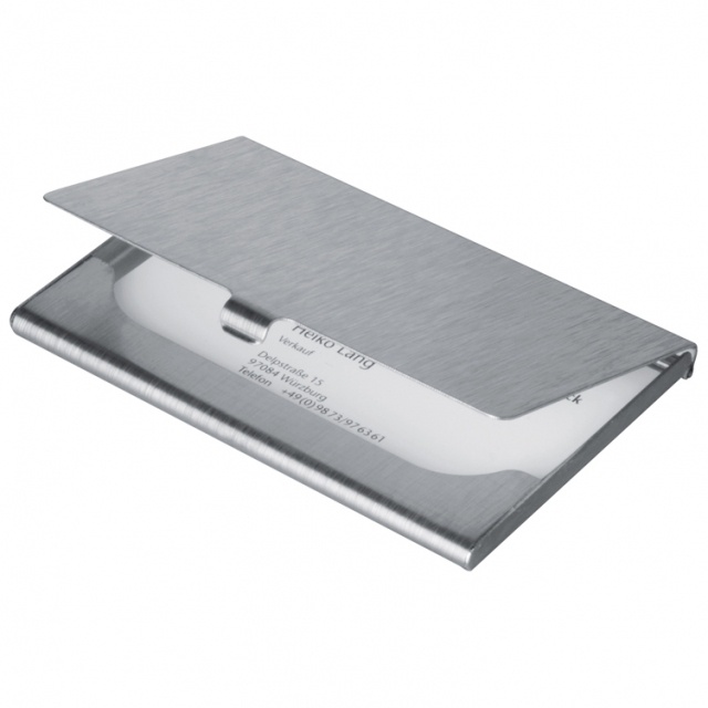 Logotrade advertising products photo of: Metal business card holder 'Wales'  color grey