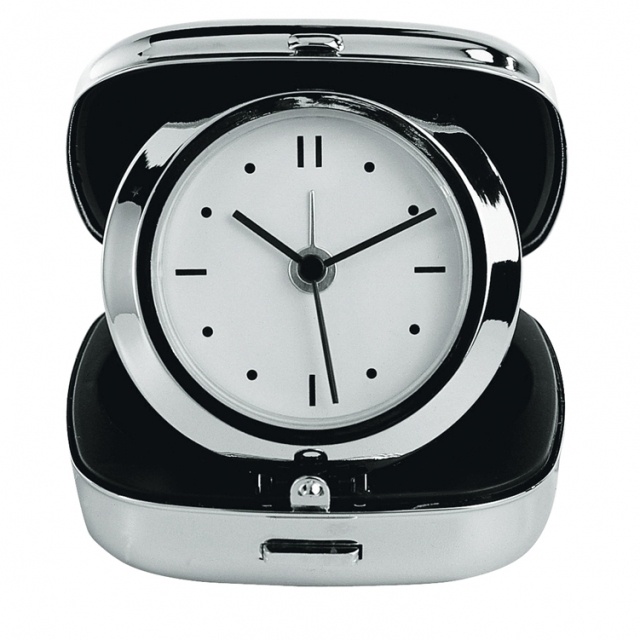 Logotrade promotional merchandise photo of: Metal travelling clock 'Lausanne', grey