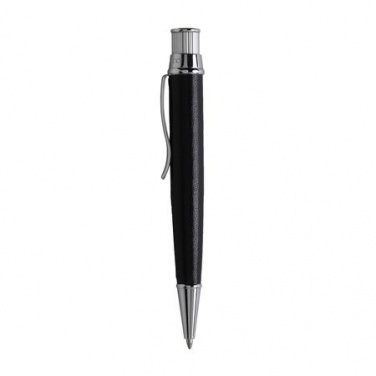 Logo trade promotional merchandise picture of: Ballpoint pen Evidence Leather Black