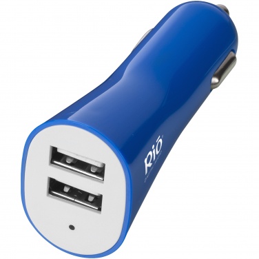 Logo trade promotional giveaways image of: Pole dual car adapter, blue