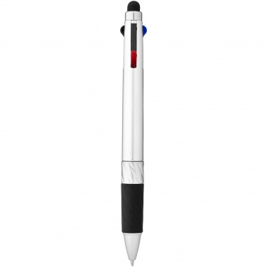 Logo trade promotional giveaways image of: Burnie multi-ink stylus ballpoint pen, silver