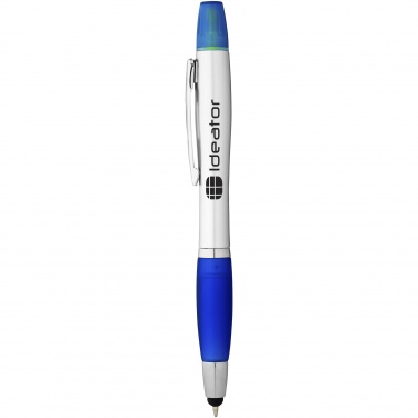 Logo trade corporate gift photo of: Nash stylus ballpoint pen and highlighter, blue